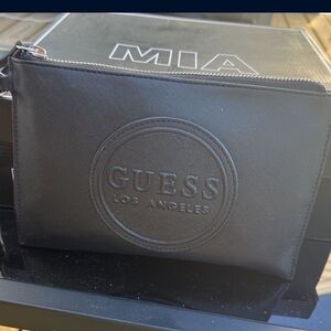 Guess Black Toiletry Bag with Embossed Logo